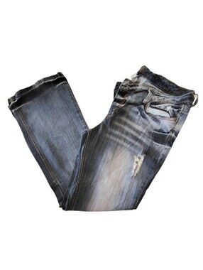 Decree Vintage Distressed Light Fade Medium Wash Blue Denim Jeans Size 17